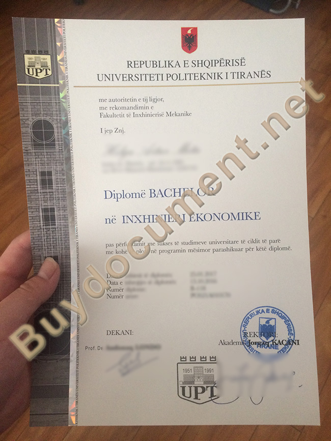 Polytechnic University of Tirana diploma, Polytechnic University of Tirana degree