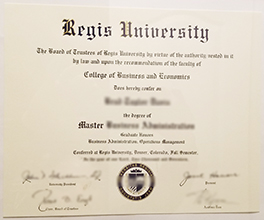 fake Regis University diploma sample
