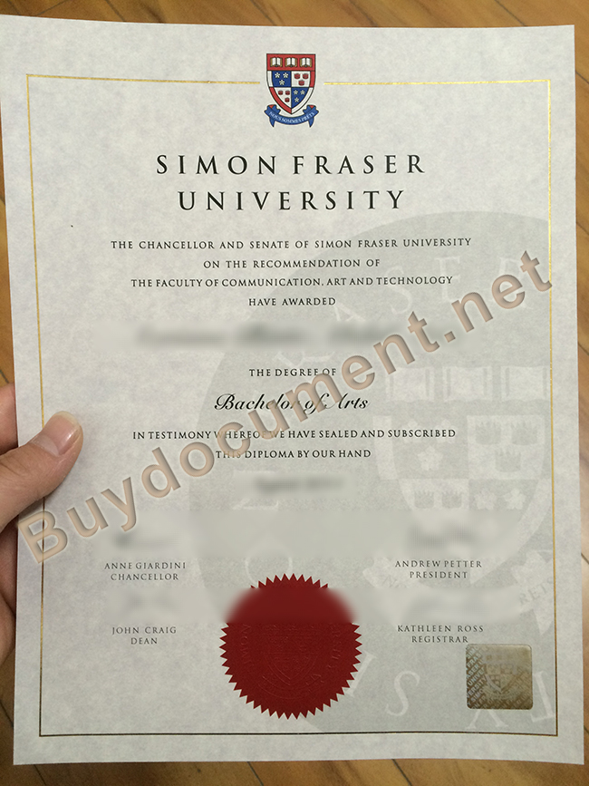 Simon Fraser University degree sample, Simon Fraser University diploma order