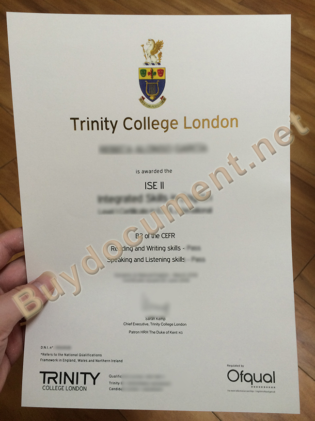Trinity College London diploma sample, Trinity College London fake degree