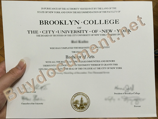 CUNY - Brooklyn College fake diploma, CUNY - Brooklyn College degree sample