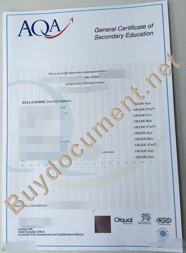 GCSE fake certificate, GCSE diploma