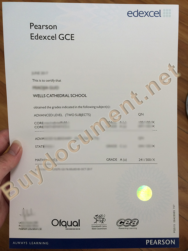 GCE certificate, GCE certificate sample