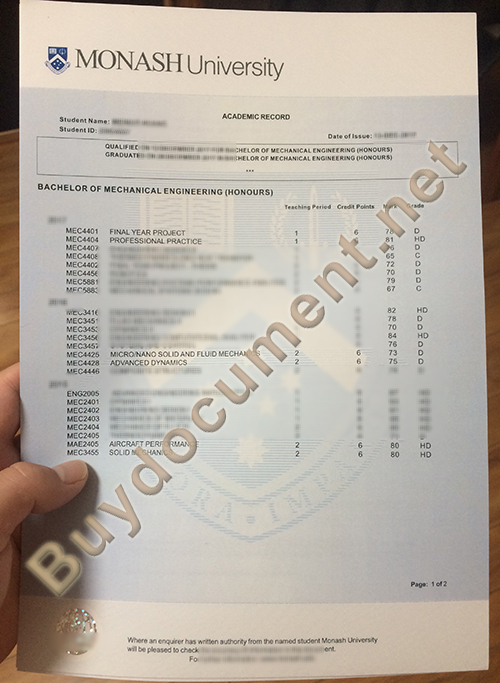 fake Monash University transcript, buy fake diploma