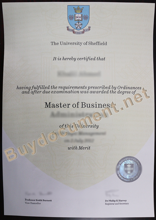 University of Sheffield diploma, fake University of Sheffield degree