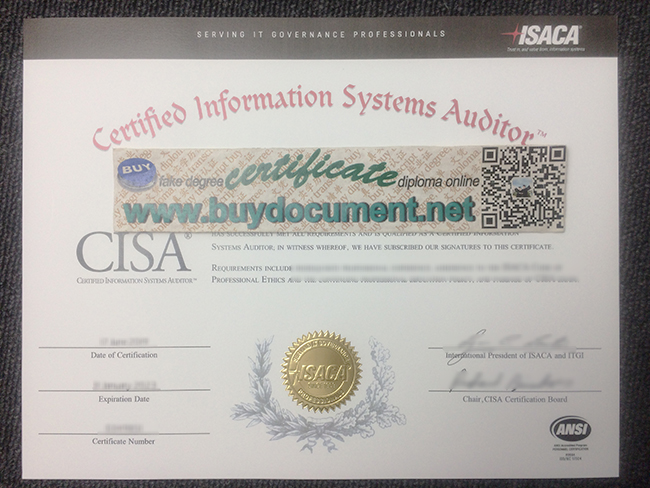 CISA fake certificate, CISA certificate sample
