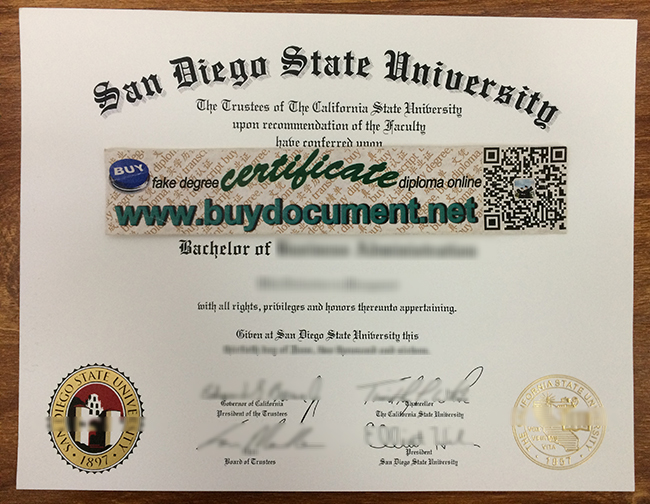 San Diego State University diploma, San Diego State University degree, fake certificate
