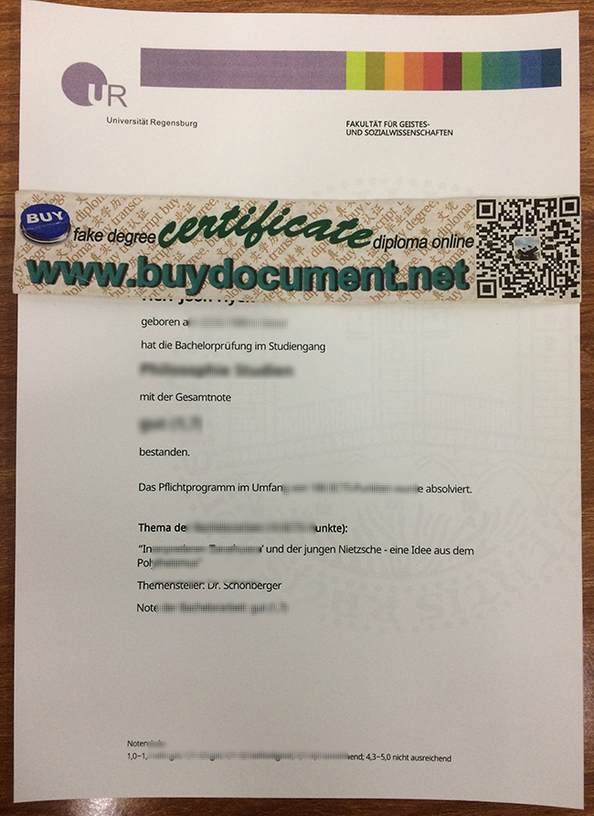 Universität Regensburg diploma, Universität Regensburg degree, fake Universität Regensburg certificate