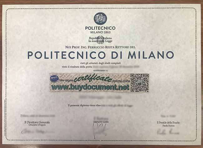 Politecnico di Milano diploma, Politecnico di Milano degree, Politecnico di Milano certificate
