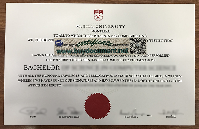 McGill University diploma, McGill University degree, fake McGill University certificate, buy fake transcript