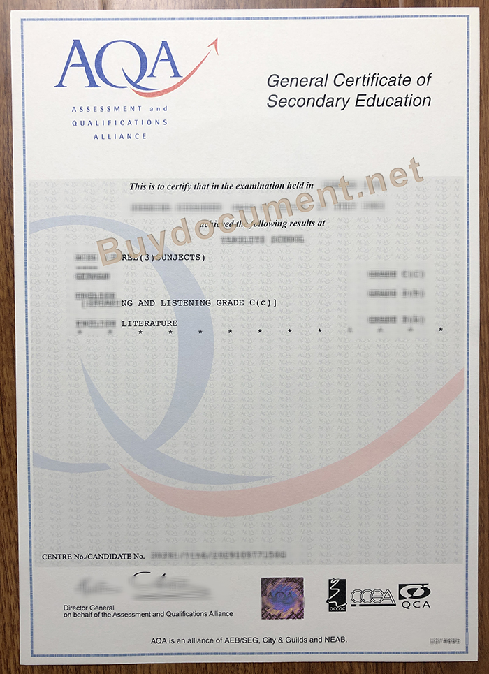 AQA GCSE duplicate certificate