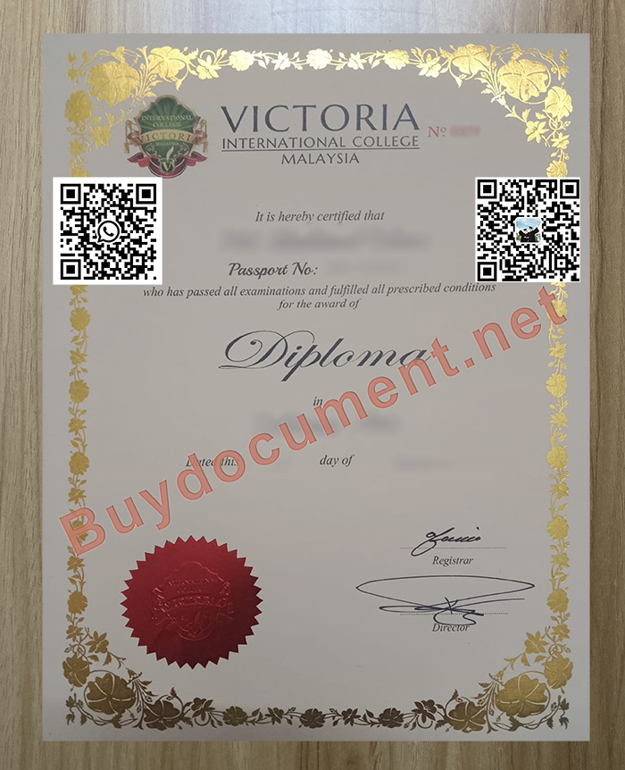 Duplicate Victoria International College certificate. Victoria International College diploma.
