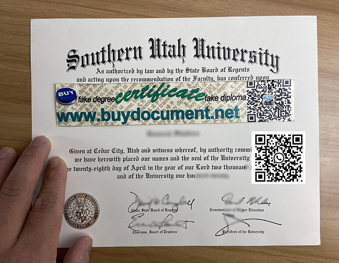 Fake Southern Utah University diploma