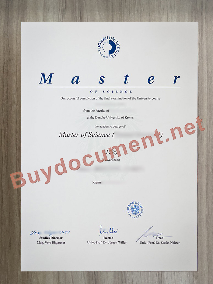 Donau University of Krems diploma