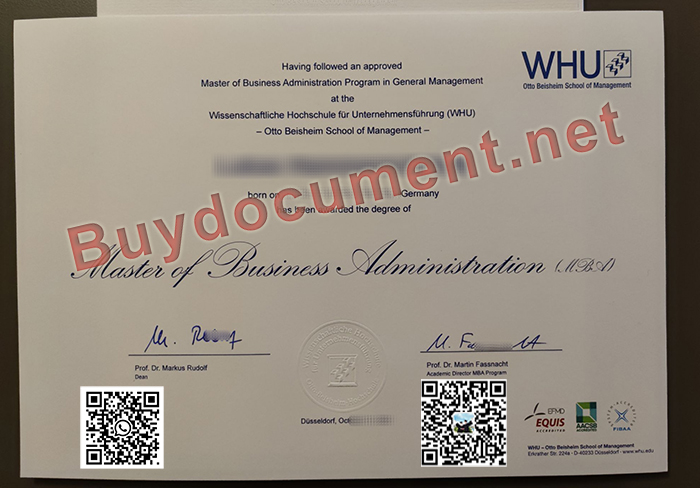 WHU – Otto Beisheim School of Management degree