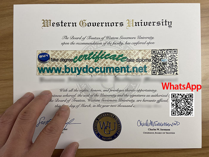 Fake WGU diploma, fake WGU degree. Western Governors University diploma 