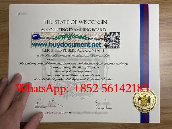 Fake Wisconsin CPA certificate.